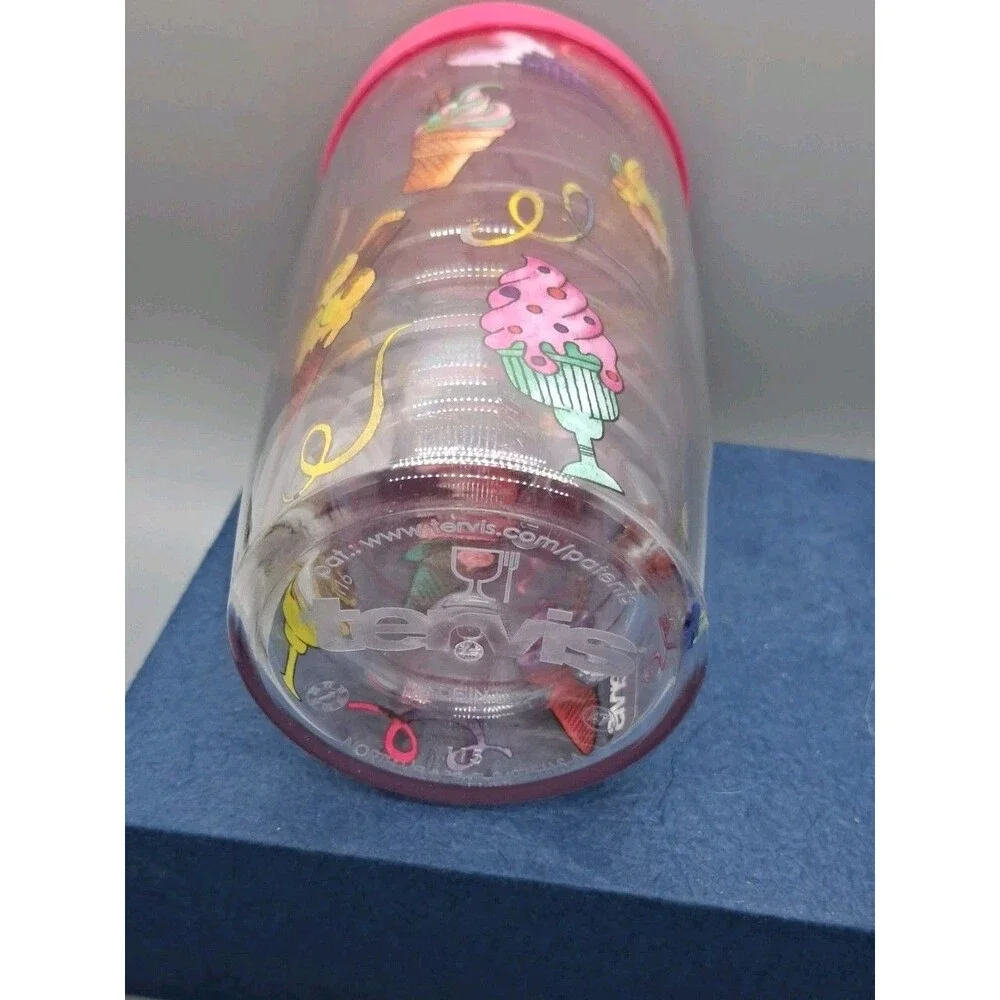 TERVIS Cup Tumbler Ice Cream Cone 16 oz Double Wall Insultated Hot Cold Pink Lid